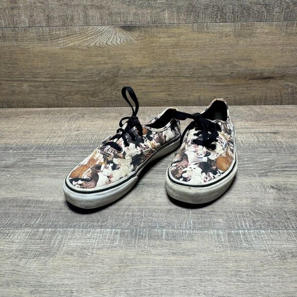 Vans Cat Print Canvas Sneakers Youth Size 4 - Picture 1 of 7